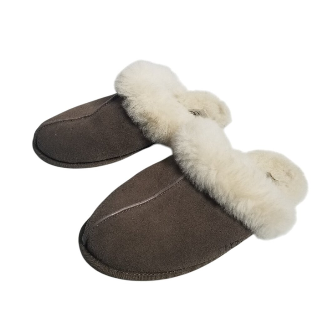 Ugg Women's Brown Scuffette Ll Thin Sole Sheepskin Slippers Sz 9-9.5